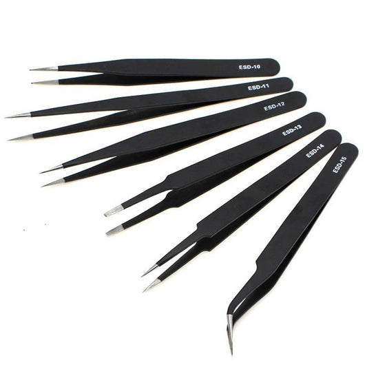 Stainless Steel Tweezers Set Repair Tools Nail-art Drill Stickers Eyelash Curler