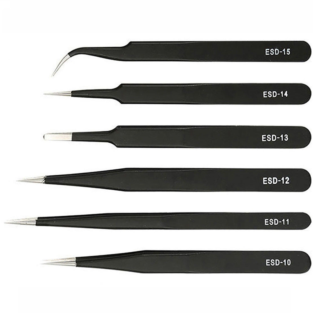 Stainless Steel Tweezers Set Repair Tools Nail-art Drill Stickers Eyelash Curler