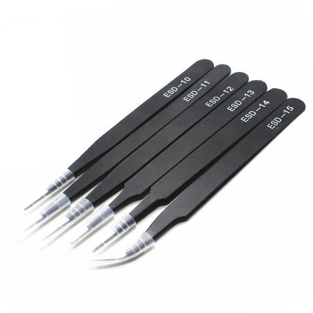 Stainless Steel Tweezers Set Repair Tools Nail-art Drill Stickers Eyelash Curler