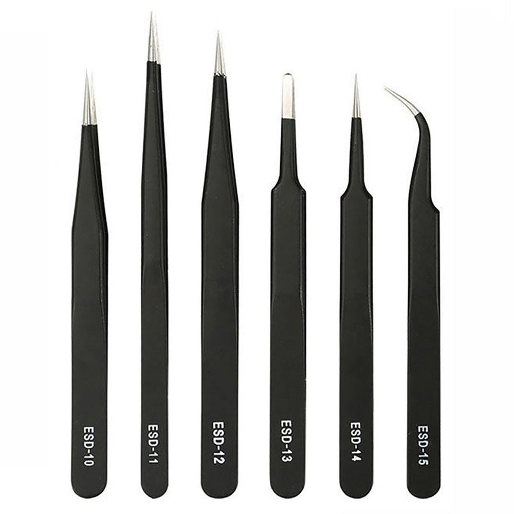 Stainless Steel Tweezers Set Repair Tools Nail-art Drill Stickers Eyelash Curler